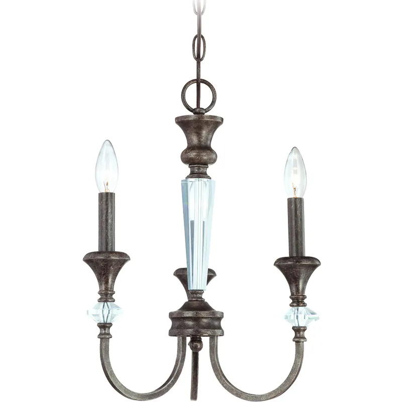 Crafted Boulevard 3 Light 13 inch Mocha Bronze Silver Wash Chandelier Ceiling Light