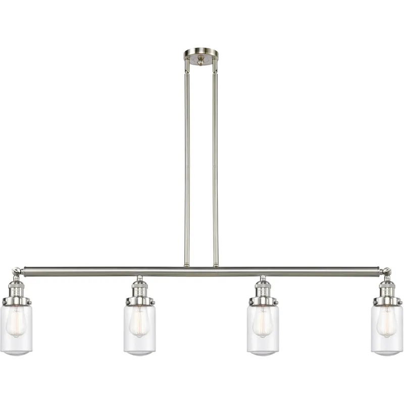 Hot Deal Franklin Restoration Dover 4 Light 49.13 inch Brushed Satin Nickel Island Light Ceiling Light in Seedy Glass, Franklin Restoration