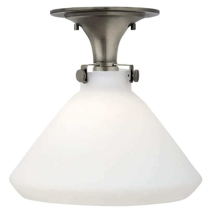 Congress 1 Light 12 inch Antique Nickel Flush Mount Ceiling Light in Incandescent, Retro Glass Buy Today