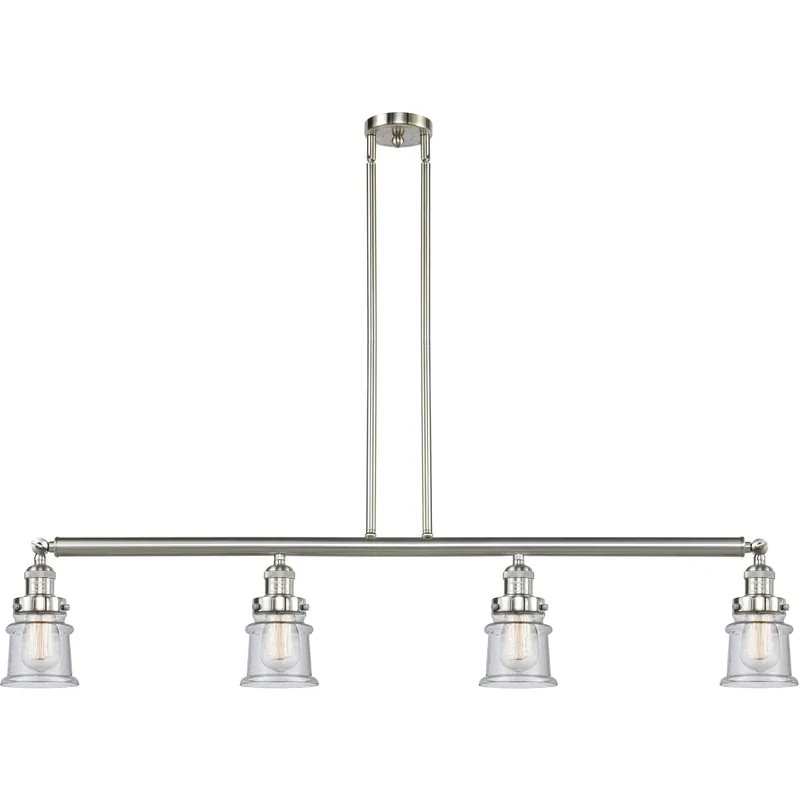 Fan Favorite Franklin Restoration Small Canton 4 Light 50.63 inch Brushed Satin Nickel Island Light Ceiling Light in Seedy Glass, Franklin Restoration