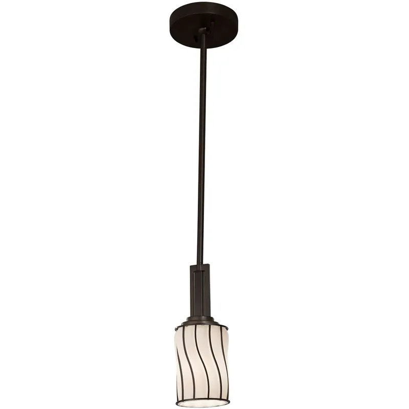 Top Rated Wire Glass 1 Light 4 inch Polished Chrome Pendant Ceiling Light in Swirl with Clear Bubbles, Cylinder with Flat Rim, Incandescent
