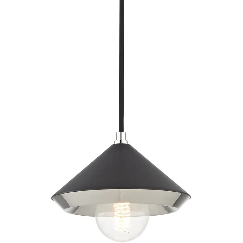 Seasonal Sale Marnie 1 Light 8 inch Polished Nickel Pendant Ceiling Light in Polished Nickel and Black