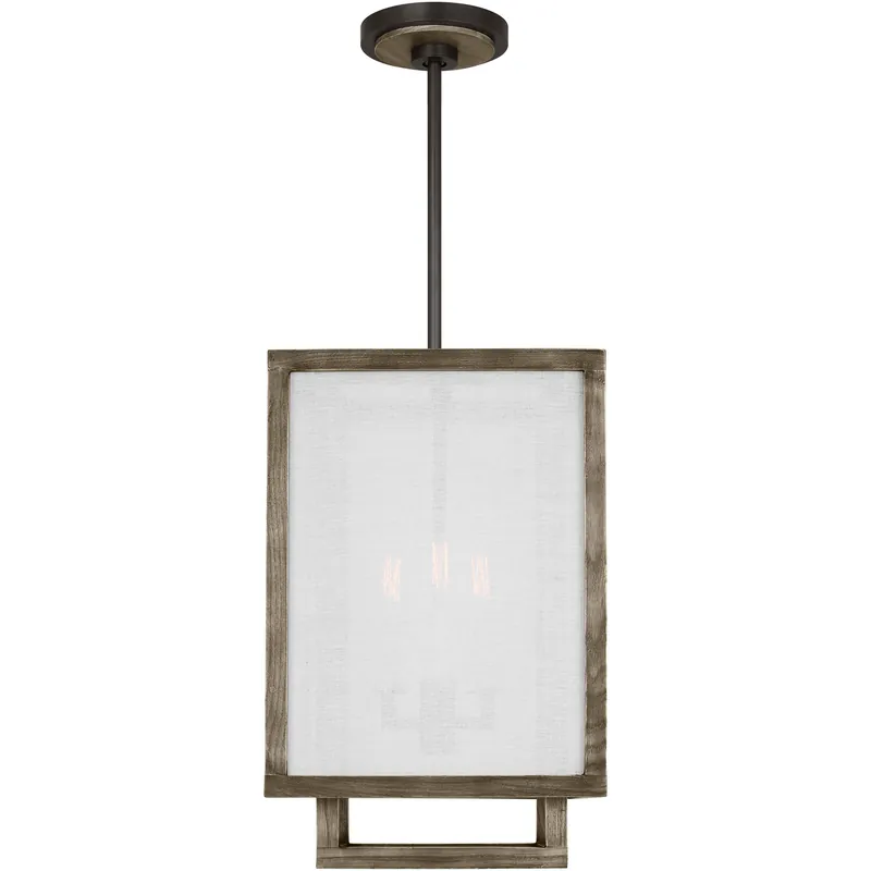Thom Filicia Brockway 3 Light 11.38 inch Weathered Oak Wood Lantern Pendant Ceiling Light Handmade