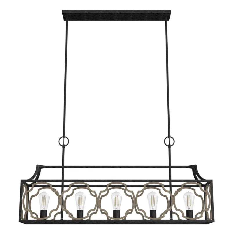 Warranty Included Stone Creek 5 Light 43.5 inch French Oak Linear Chandelier Ceiling Light
