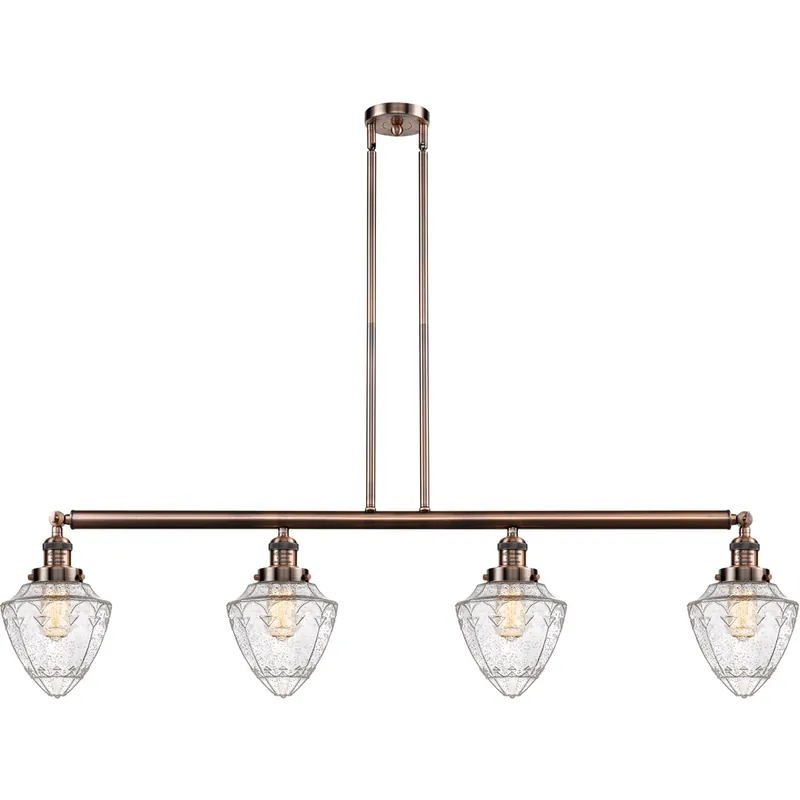 Franklin Restoration Bullet 4 Light 50 inch Antique Copper Island Light Ceiling Light in Seedy Glass Free Delivery
