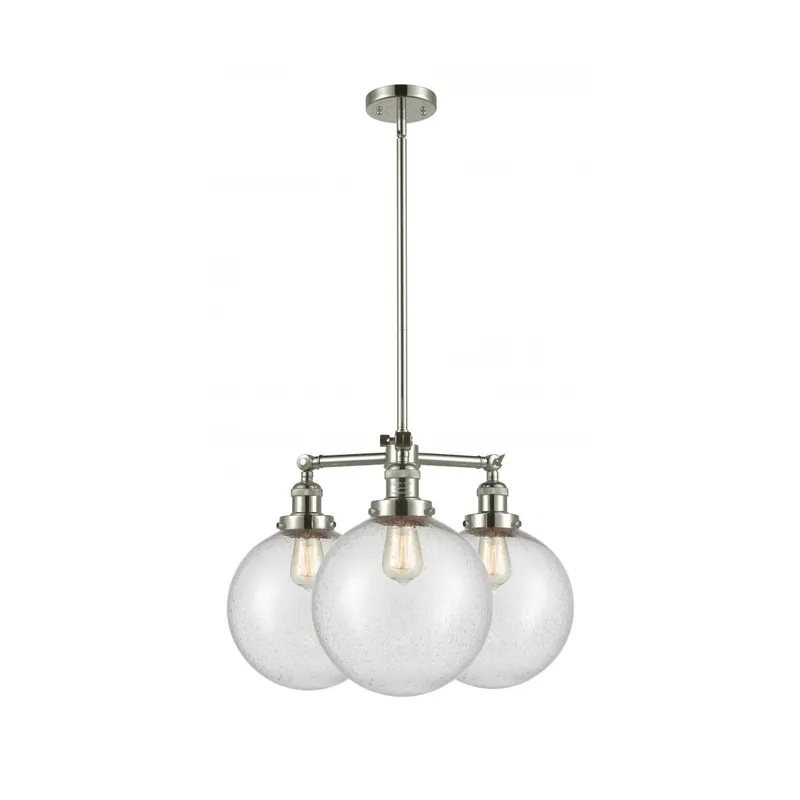 Franklin Restoration X-Large Beacon LED 24 inch Polished Nickel Chandelier Ceiling Light in Seedy Glass, Franklin Restoration Free Delivery