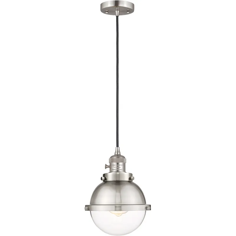 Franklin Restoration Hampden 1 Light 7.25 inch Brushed Satin Nickel Mini Pendant Ceiling Light in Clear Glass Free Returns
