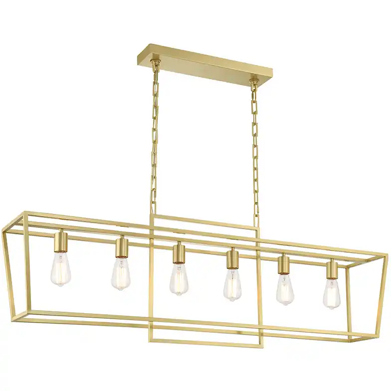 Maisie 6 Light 54 inch Brass Linear Chandelier Ceiling Light Latest
