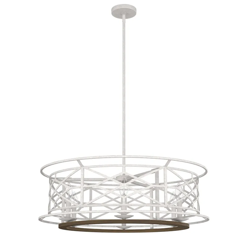 Langwood 6 Light 30 inch Distressed White and Chestnut Chandelier Ceiling Light Mega Sale