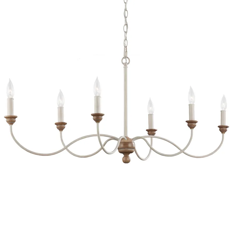 Special Offer Hartsville 6 Light 42.5 inch Chalk Washed / Beachwood Chandelier Ceiling Light