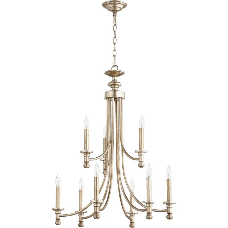Free Returns Rossington 9 Light 26.5 inch Aged Silver Leaf Chandelier Ceiling Light