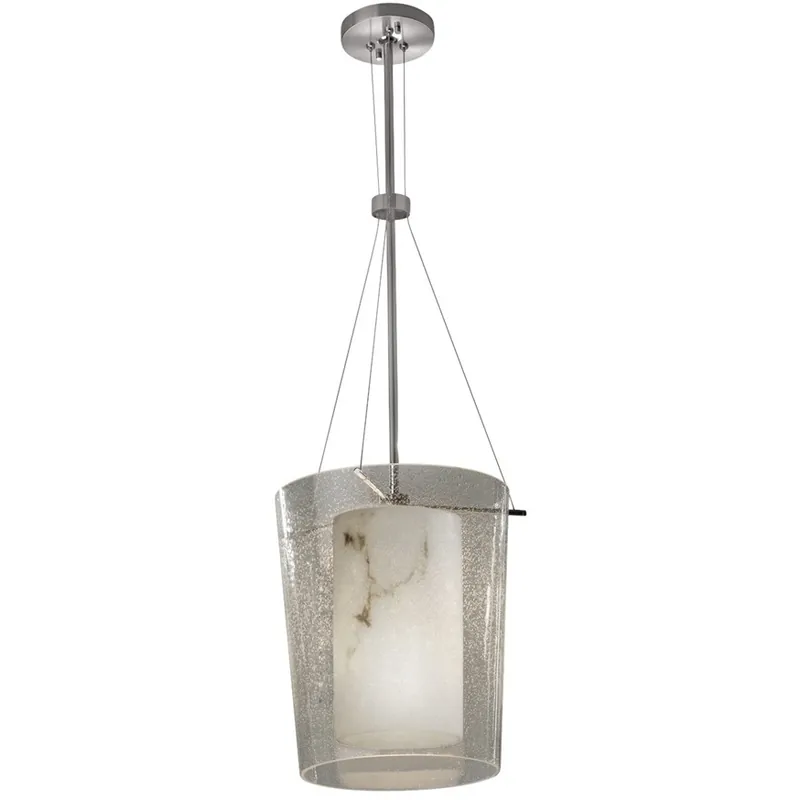 Top Rated LumenAria 1 Light 12 inch Brushed Nickel Pendant Ceiling Light in Incandescent, Cylinder