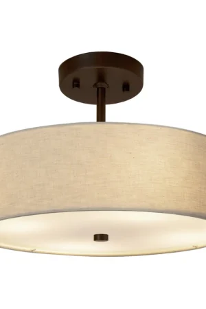 Worldwide Shipping Textile 14 inch Brushed Brass Pendant Ceiling Light in Gray
