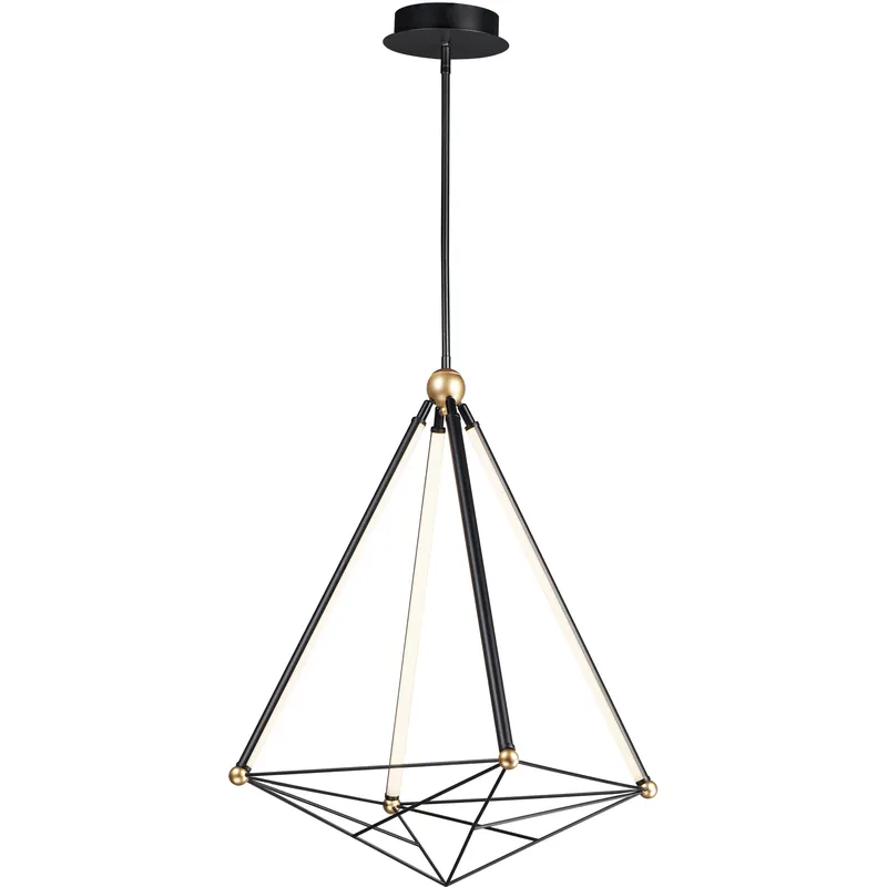 Spire LED 26.75 inch Black and Gold Single Pendant Ceiling Light Handmade
