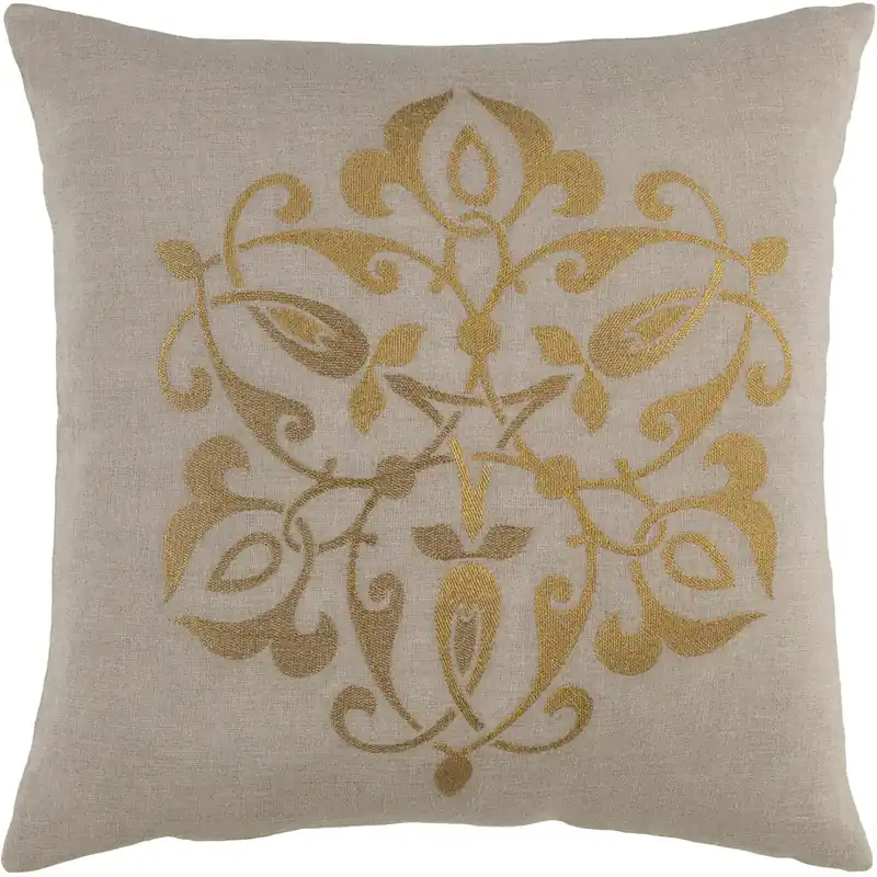 Don’t Miss Out Ravati 22 X 22 inch Gold and Light Gray Throw Pillow