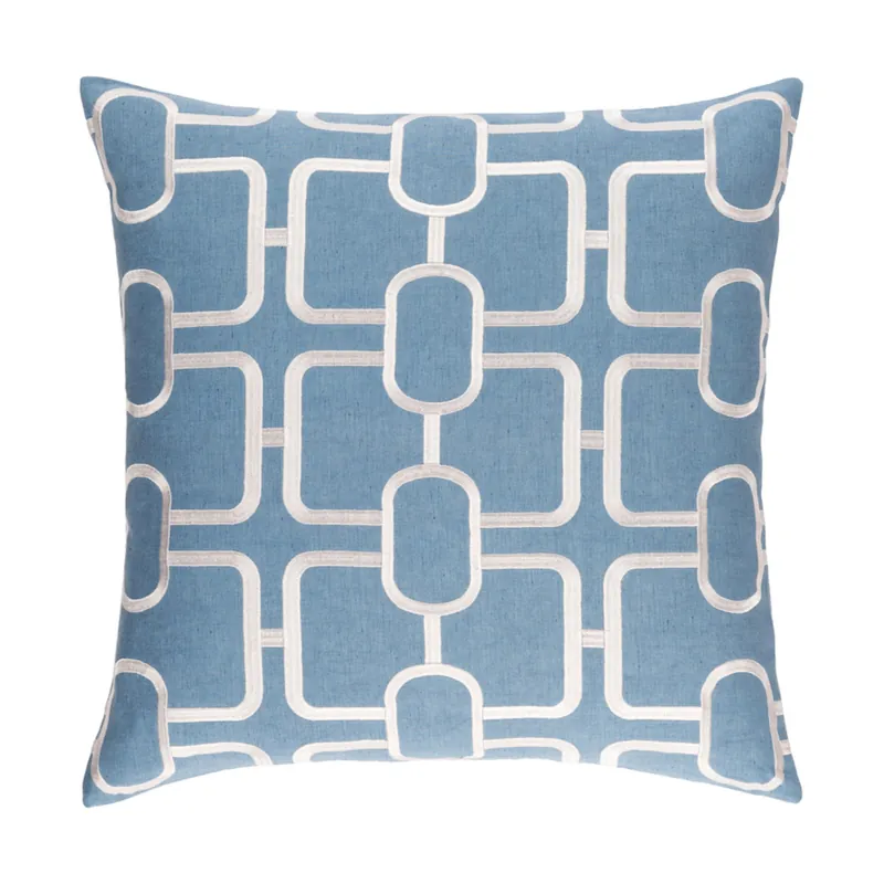 Lockhart 18 X 18 inch Denim and White Pillow No Minimum Order
