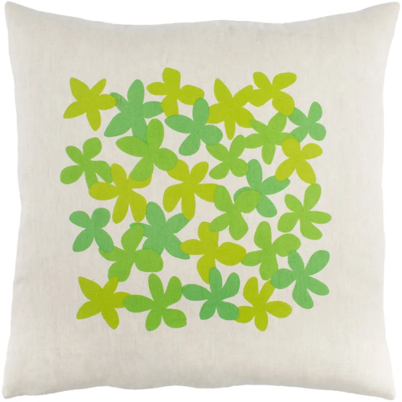 Best Choice Little Flower 18 X 18 inch Grass Green and Lime Throw Pillow