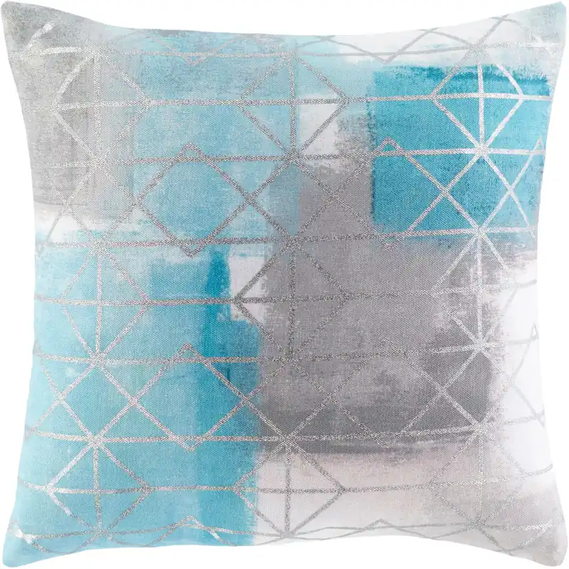 Balliano 20 X 20 inch White/Aqua/Medium Gray/Light Gray/Metallic Pillow Kit, Square Seasonal Sale