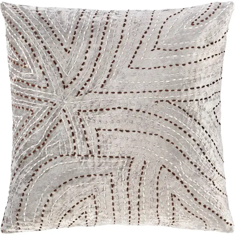 Kenzo 22 X 22 inch Light Gray/Taupe/Cream/Medium Gray/Dark Brown Pillow Cover, Square Fresh Stock