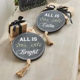 Calm and Bright Wood Ornament Set of 4 Buy Direct