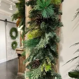 Mixed Faux Evergreen and Pinecones Garland Next Day Delivery