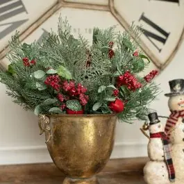 Wholesale Holly Berry and Pine With Jingle Bell Pick Set of 6