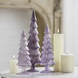 Winter Lavender Glass Tree Set of 3 Authentic