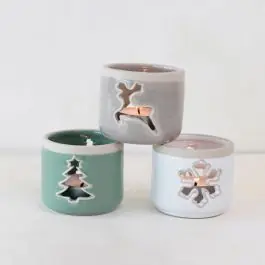 Big Sale Holiday Cutout Stoneware Tealight Holders Set of 3