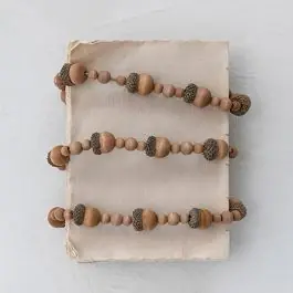 Woodland Christmas Acorn and Bead Garland Set of 3 Free Shipping