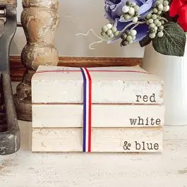 Crafted Red White and Blue Decorative Book Stack