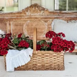 Faux Red Geranium Stems Bush Set of 3 Brand New