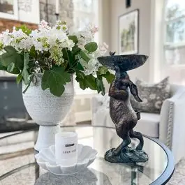 Handmade Patina Finish Rabbit Bird Bath