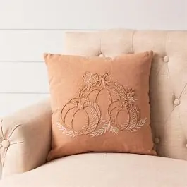 Embroidered Pumpkin Stonewashed Accent Pillow Grab Now
