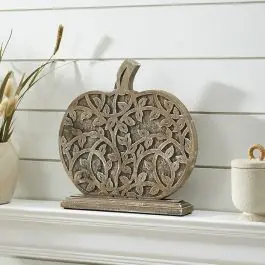 Carved Natural Wood Vine Pumpkin Set of 2 Free Shipping