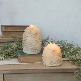 Flameless Cream Pinecone Candle One of Each Bulk Order