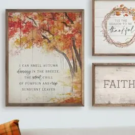 Worldwide Shipping I Can Smell Autumn Tree Whitewash Framed Wall Art