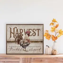 Cheap Harvest Rooster Whitewash Wall Art