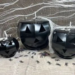 Handmade Lidded Black Metal Pumpkins Set of 3 Exclusive Offer