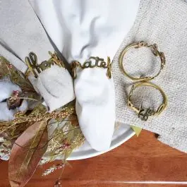Direct From Manufacturer Grateful and Thankful Gold Metal Napkin Rings Set of 4