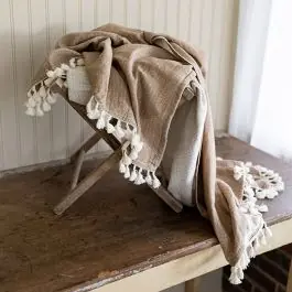 Reduced Price Reversible Earth Tones Throw Blanket With Tassels