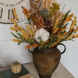 Super Sale Autumn Leaves White Pumpkin And Berries Stem Set of 2