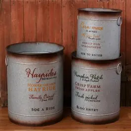 All Things Autumn Metal Bucket Planters Set of 3 Shop Now