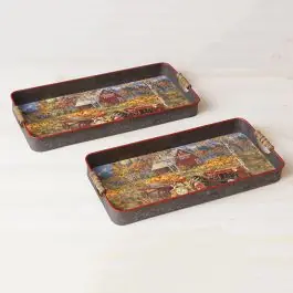 Low Price Handled Fall Pumpkin Patch Trays Set of 2