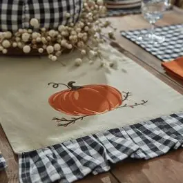 Instant Buy Classic Check Ruffled Fall Table Runner