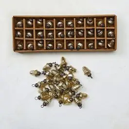 Golden Glass Acorn Ornament Set Premium