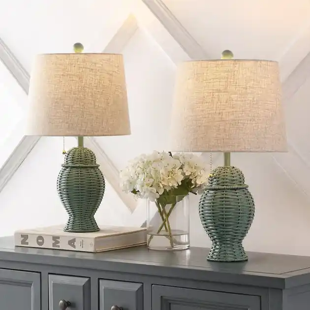 Margie Wicker 20.5" LED Table Lamps Set of 2 - Green Exclusive