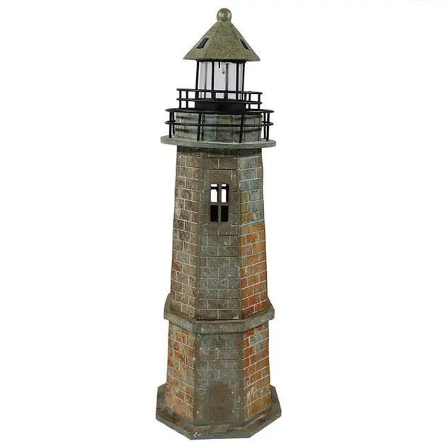 35" Solar-Powered LED Lighthouse Statue Outdoor Decor Super Sale