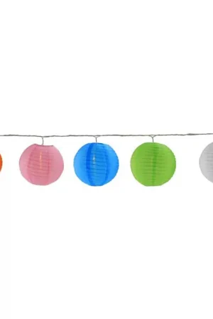 10-Count Colorful Summer Paper Lantern Lights Clear Bulbs Buy Today