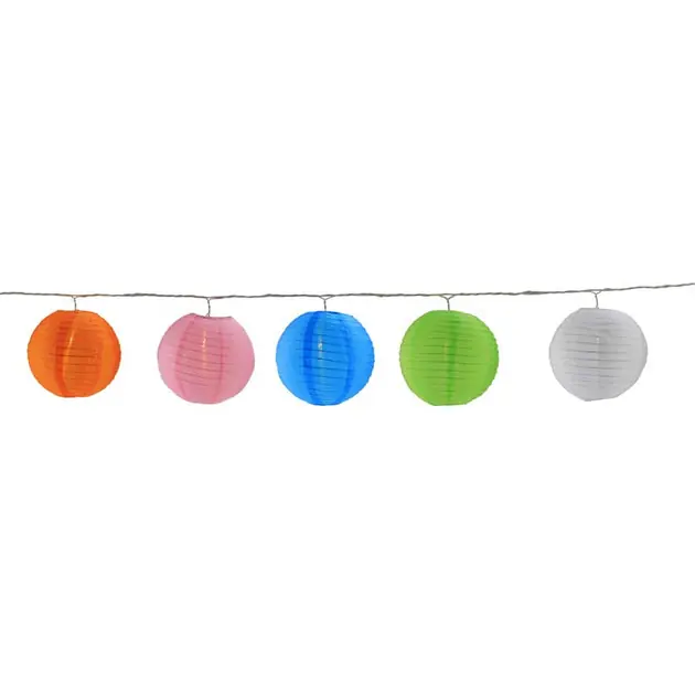 10-Count Colorful Summer Paper Lantern Lights Clear Bulbs Buy Today