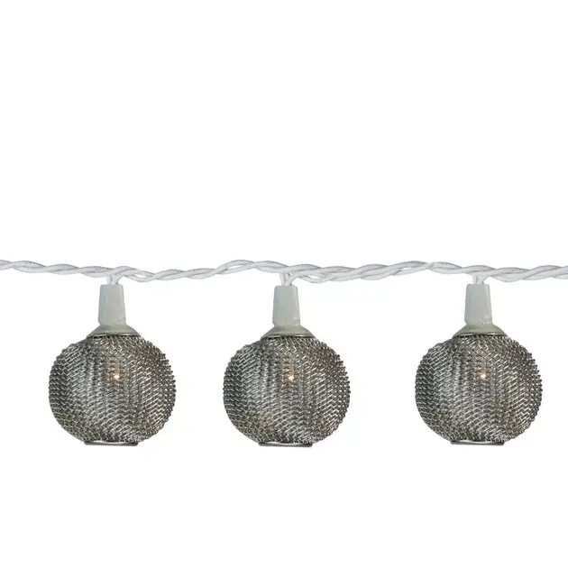 10 Battery Operated Silver Mini Patio Lights with 7.5 ft White Wire Authentic